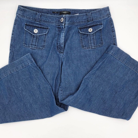 Talbot's Denim - Talbot's Capri Crop Dark Wash Jeans Two Pockets on Front with Buttons Size 16W